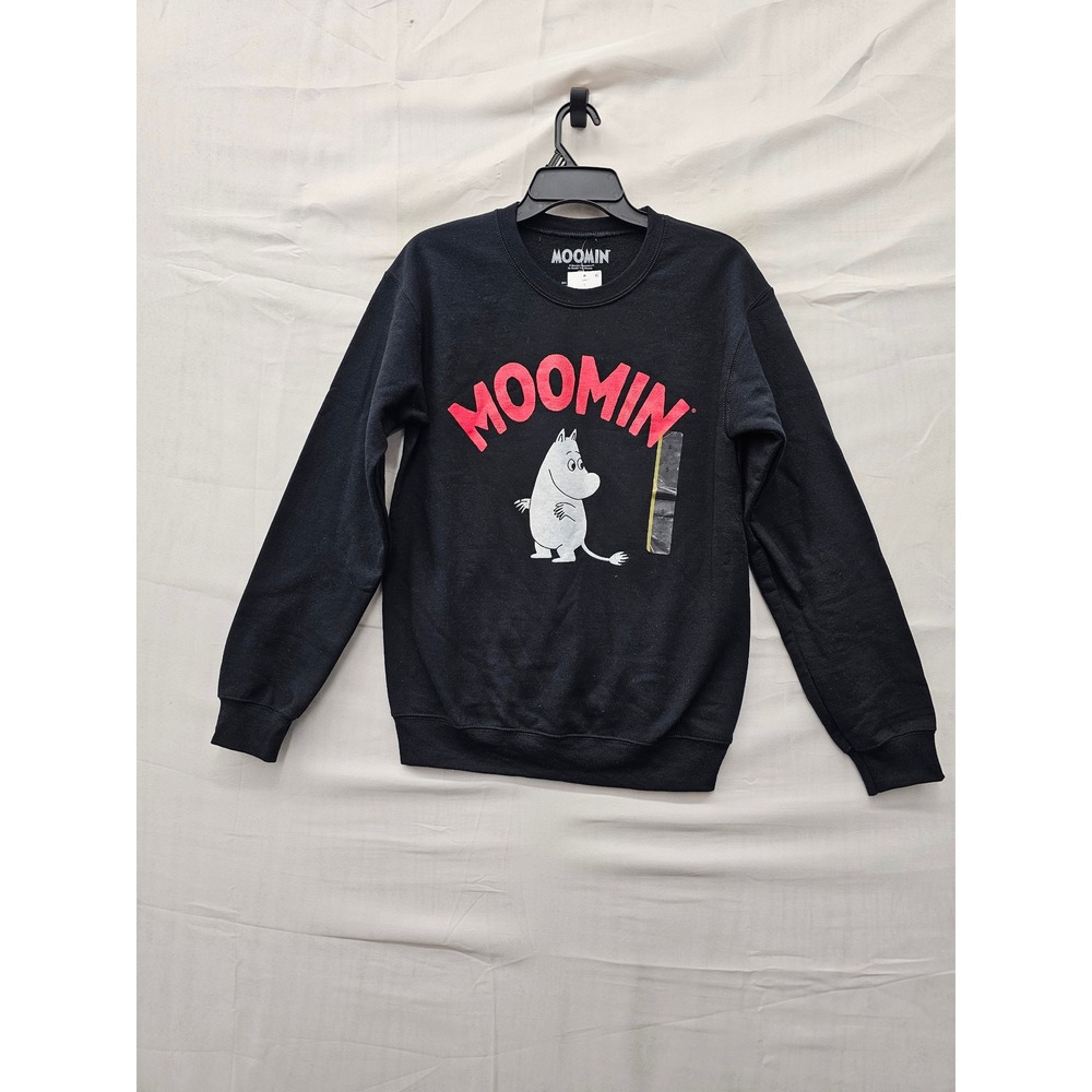 Moomin Womens Pullover Sweatshirt Black Cotton Blend Casual Size Small